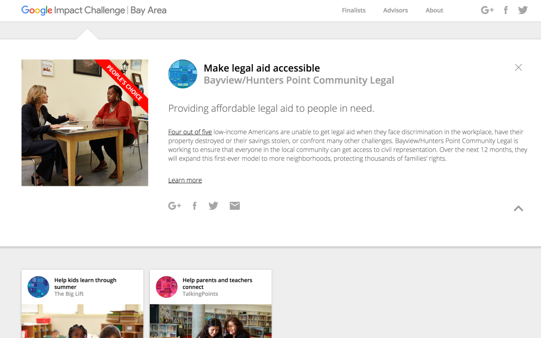 Project Spotlight: Bayview Legal won $500,000 from the Google Impact Challenge